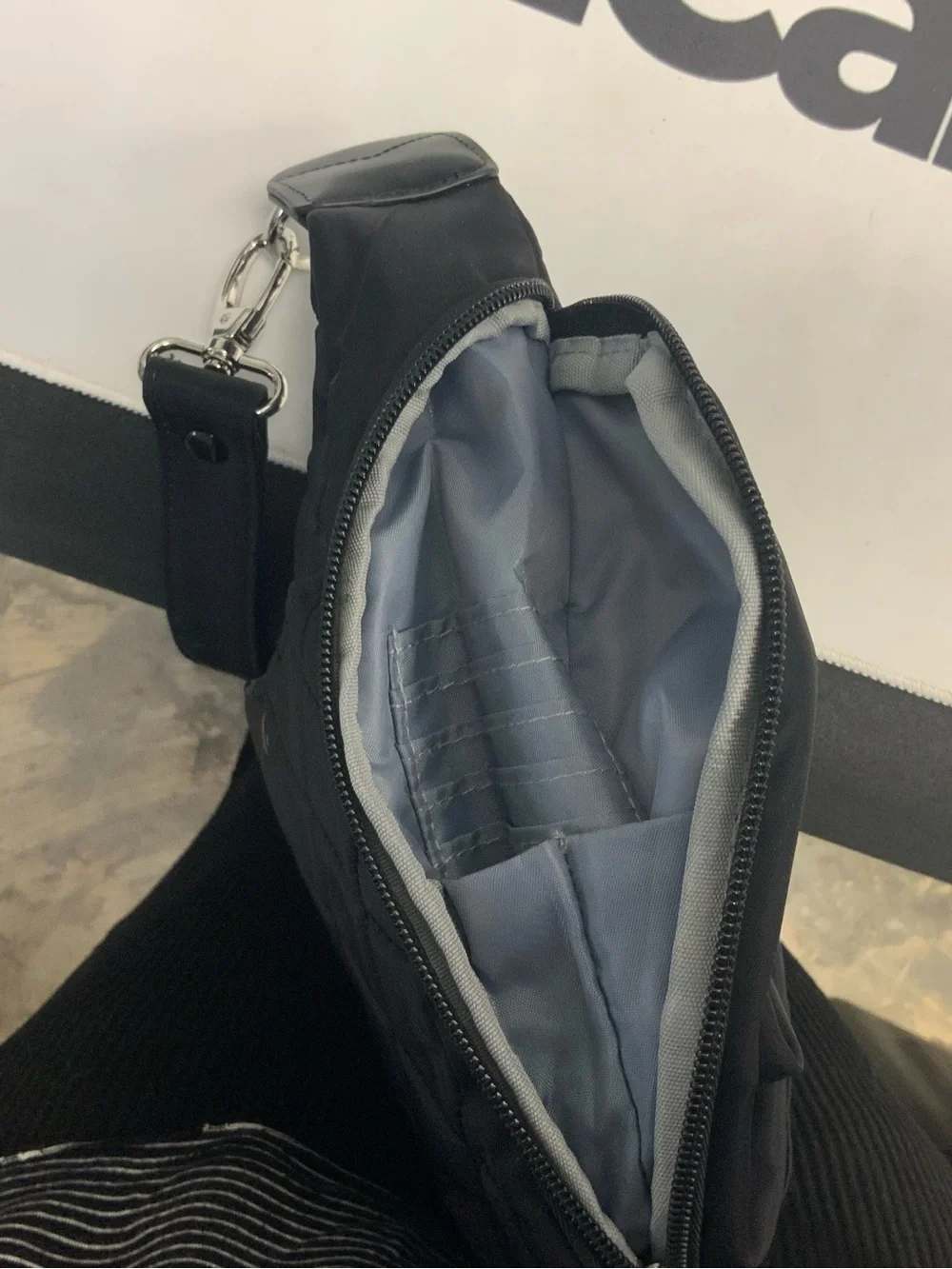 Quilted Black Shoulder Bag with Silver Accents - Picture 7 of 10